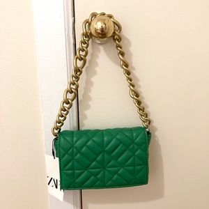ZARA Quilted Shoulder Bag with Gold Chain